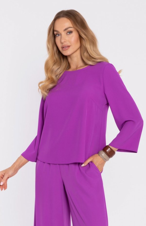 Moe elegancka bluzka z luźnymi rękawami lawendowa M905 