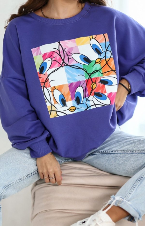 Oversizowa bluza damska Tweety Nowy fioletowa-1
