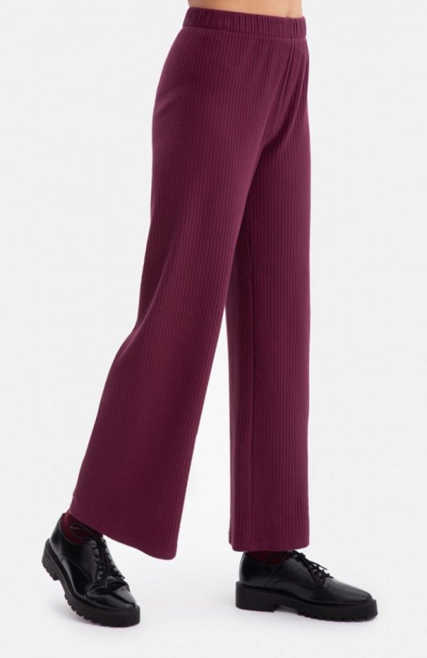 Bewear B300 spodnie z dzianiny prążkowanej śliwkowe 