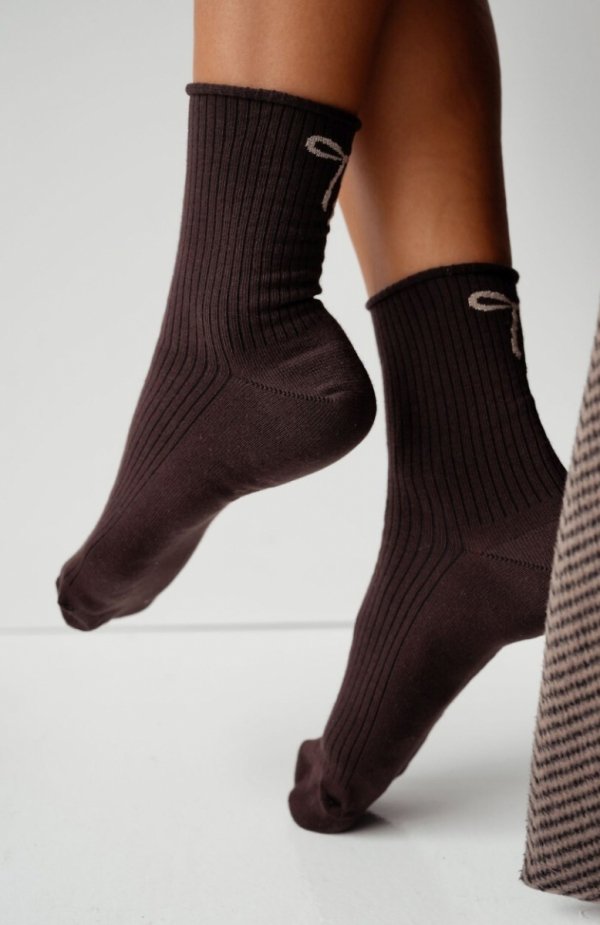 Milena 0200-193 Prążek z Kokardką skarpety damskie 