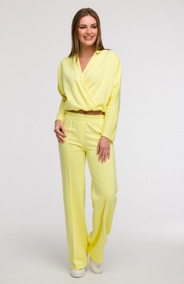 Bewear B296 spodnie dresowe z przeszyciami cytrynowe 