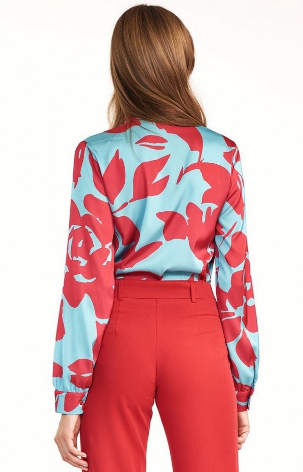 Nife B136F wzorzysta bluzka z wiązaniem TYŁ