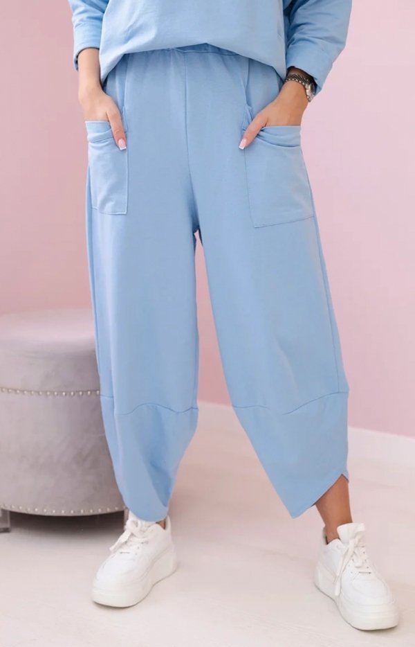 Komplet bawełniany bluza i spodnie błękitny-1