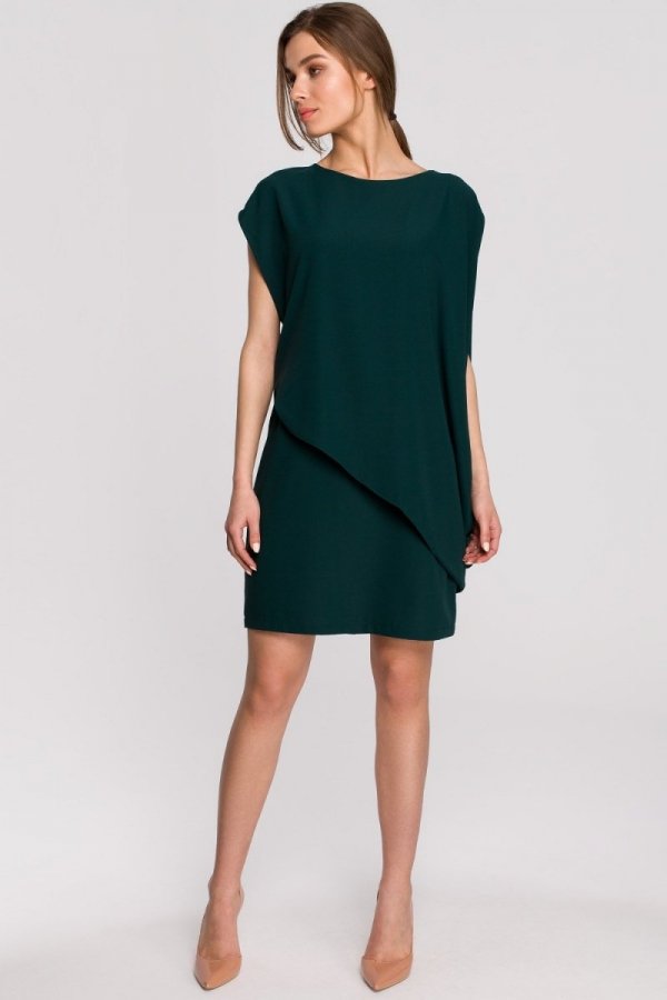Elegancka sukienka mini warstwowa zielona S262-1