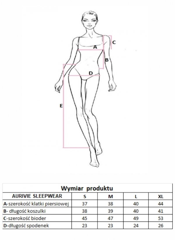 Dwuczęściowa piżama damska z falbankami Aurivie pink
