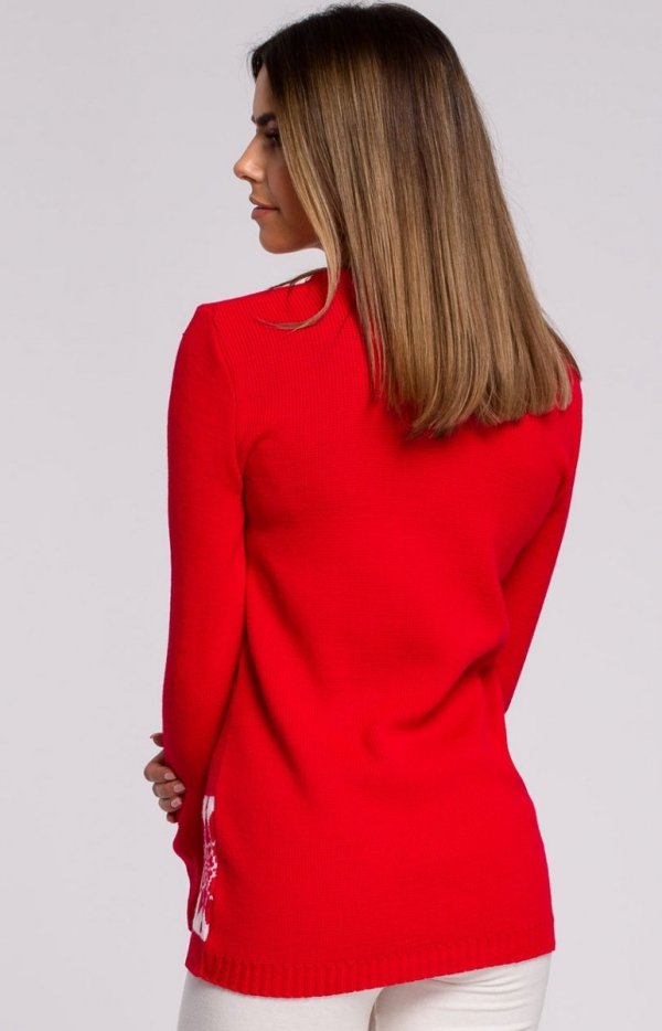 Świąteczny sweter czerwony renifer MXS04 tył