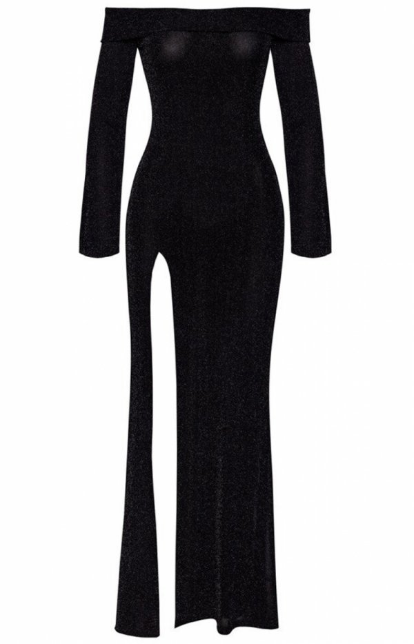 Transparentna długa sukienka z rozcięciem