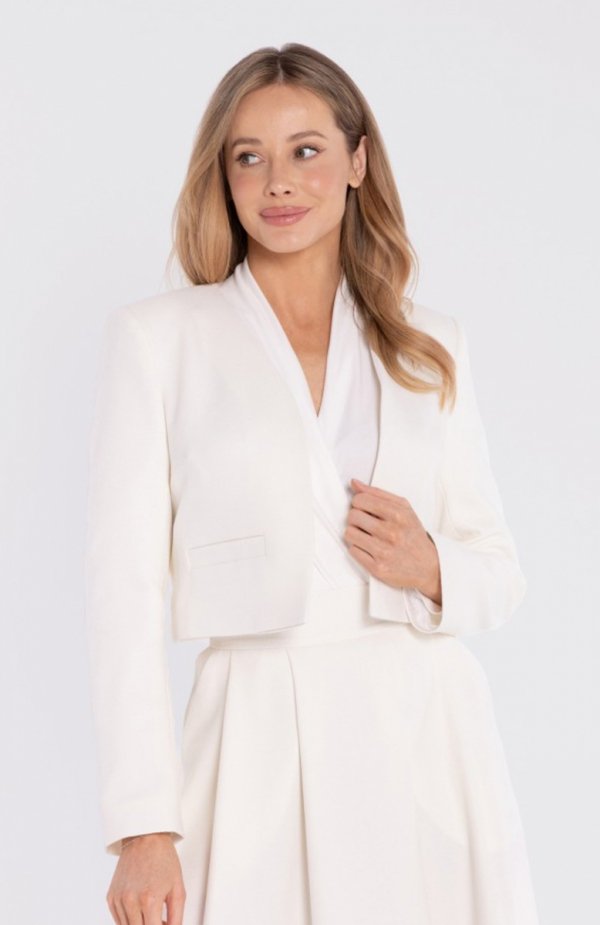 Stylove S429 marynarka bez kołnierza na podszewce śmietankowa 