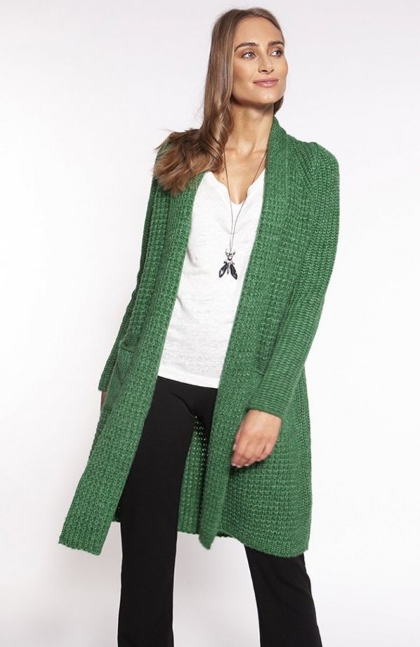 MKM PA015 swetrowy płaszcz zielony 