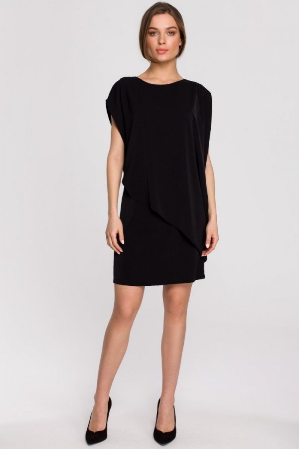 Elegancka sukienka mini warstwowa czarna S262-1