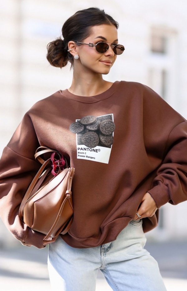 Oversizowa bluza damska Oreo brązowa