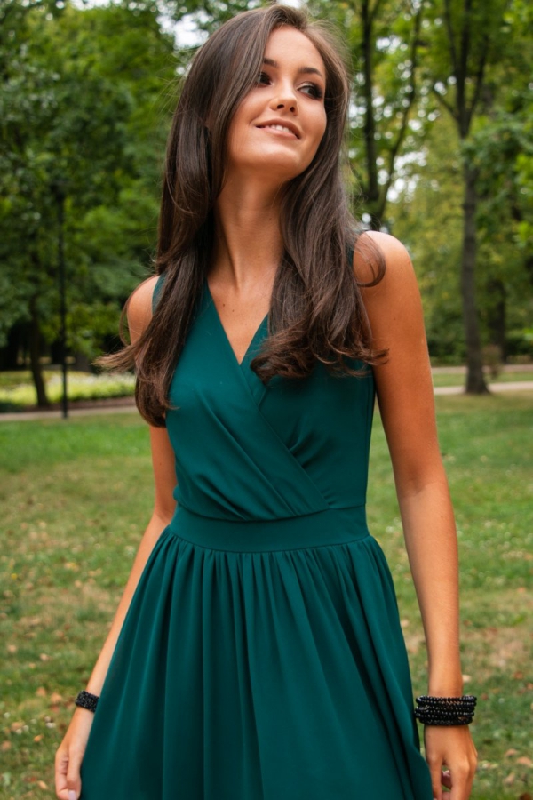 Elegancka szyfonowa sukienka zielona 0213-1