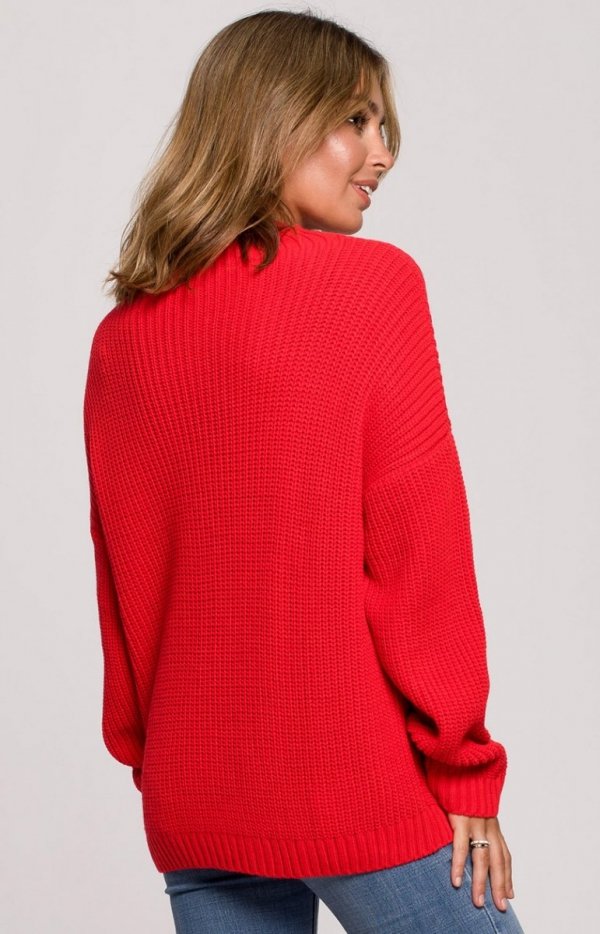 Oversizowy sweter z półgolfem BK078 tył