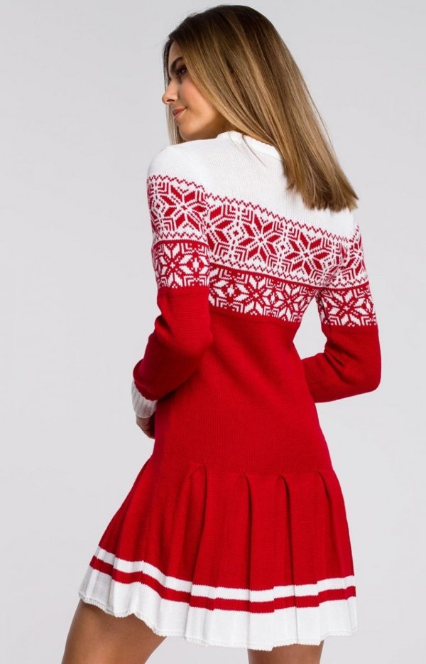 Sweterkowa sukienka święta red MXS01 tył