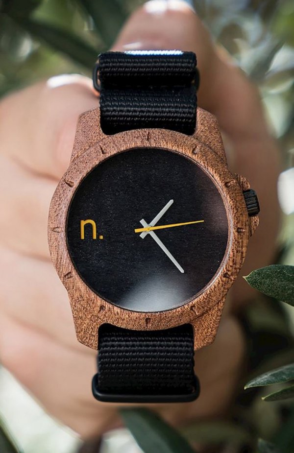Neat Sport sapelli zegarek drewniany męski czarny