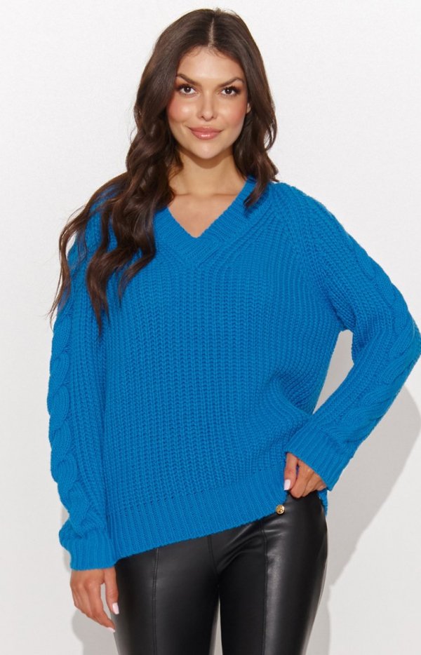 Numinou S97 sweter z dekoltem w serek niebieski