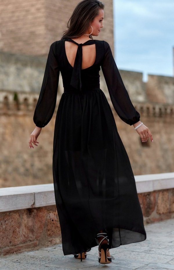 Wieczorowa sukienka maxi czarna 0257c