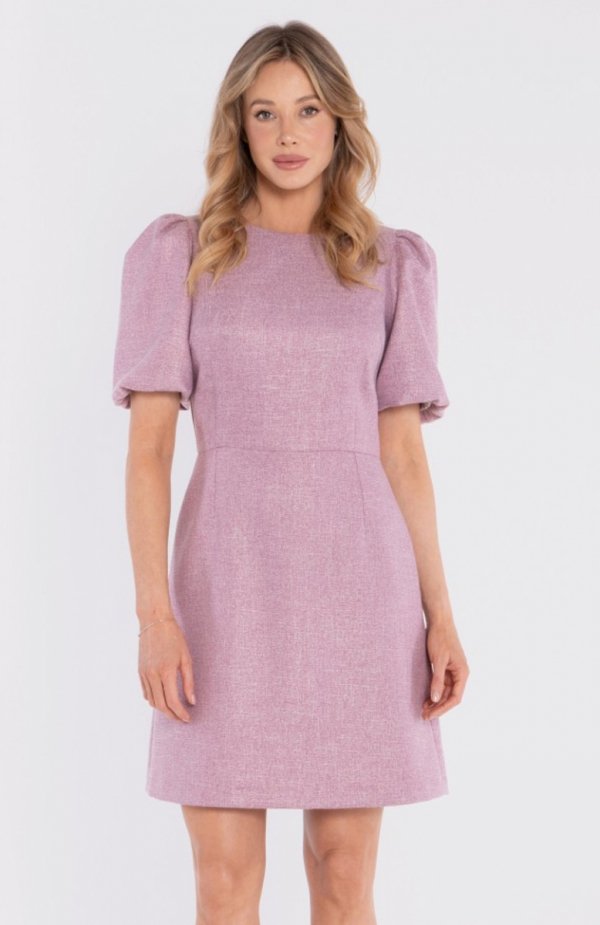Stylove S431 sukienka mini z bufiastymi rękawami marsala 