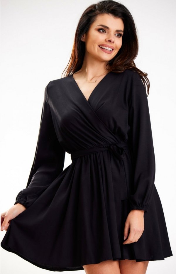 Awama A577 oversizowa mini sukienka czarna