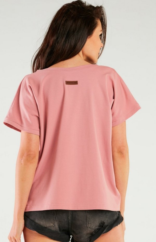 Infinite M267 oversizowa bluzka różowa tył