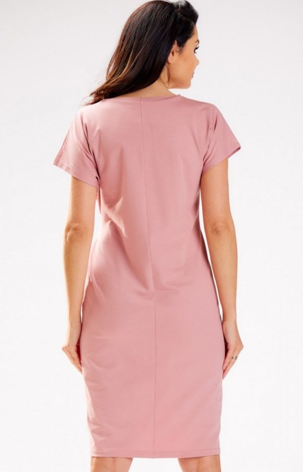 Infinite M302 sukienka midi różowa tył