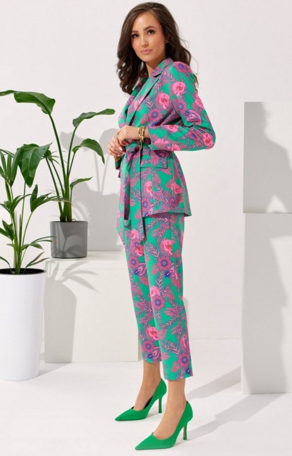 Eleganckie wzorzyste spodnie damskie 0018 B27-1