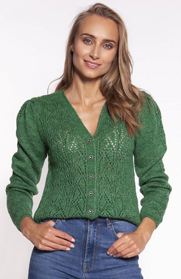 MKM SWE271 rozpinany sweterek damski zielony 
