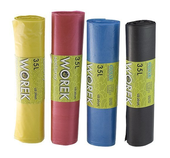 Worki foliowe HDPE i LDPE Olimar na odpady 35l rolka 50 sztuk