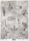 mapa de papel decoupage en gris, aviones, globos*Papier-Decoupage-Karte in grau, Flugzeuge, Ballons*карта декупажа бумаги в сером, самолеты, воздушные шары