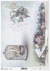 Decoupage Papier Vogelkäfig , Krug, Stiefmütterchen*decoupage jaula de pájaro de papel, Jarro, Pensamientos