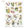 spring, Easter, spring motifs, Easter motifs, retro, vintage, countryside, chicks, chickens, eggs, Easter eggs, violets, bells, colourful umbrellas