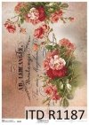 papier decoupage kwiaty, Vintage, napisy*Paper decoupage flowers, vintage, inscriptions