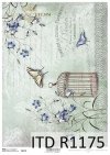 papier decoupage motyle, klatka dla ptaków*Paper decoupage butterflies, bird cage
