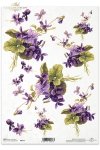 fioletowe, fiołek, fiołki, bukiety fiołków, kwiat, kwiatek, kwiatami, R217, kwiaty,  decoupage, rice paper, papier ryżowy decoupage - fiołki, violets, zarte violette Veilchen in kleinen Sträußen , flores, delicadas violetas