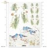 kwiat, biały żonkil, niebieski ptak, ptaszki, kwitnące gałązki, gałęzie w kwiatach, wiosna, R653, flower, white daffodil, blue bird, birds, blooming twigs, branches in blossom, spring, Blume, weiße Narzisse, blauer Vogel, Vögel, blühende Zweige, blühende 