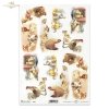 Easter, spring, retro, eggs, chickens, hen, hens, rooster, roosters, dog, dogs, sheep, animals in the yard
