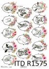 Papier decoupage Wielkanoc, szczęśliwa farma, zwierzęta w owalnych, ukwieconych ramkach*Easter decoupage paper, happy farm, animals in oval, flowered frames