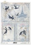 zimowy Paryż, ptaki, wieża Eiffla, zima, list, retro, vintage, ręczne pismo, R185, Paris, Eiffel Tower, bird,  birds, old letters, París, fotos de Navidad, pájaros, cartas viejas , Paris, Weihnachtsbilder, Vögel, alte Briefe 