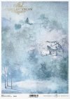Papel decoupage de invierno, collage de bosque, bosque nocturno, lobo*Winter Decoupagepapier, Waldcollage, Nachtwald, Wolf*Зимняя бумага для декупажа, лесной коллаж, ночной лес, волк
