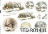 papier do decoupage: owale do bombek, domki, kościółki, zimowe widoczki, Vintage