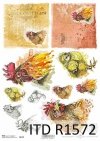 Papier decoupage Wielkanoc, szczęśliwa farma, kury, kurczaczki, koguty*Easter decoupage paper, happy farm, hens, chicken, roosters
