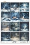 krajobraz nocą, widoczki, zimowa sceneria, sowa, lis, królik, domek, gwiazdy na niebie*landscape at night, views, winter scenery, owl, fox, rabbit, house, stars in the sky*Landschaft bei Nacht, Ansichten, Winterlandschaft, Eule, Fuchs, Kaninchen, Haus, St