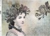 Decoupage-Papier im Vintage-Stil, Gesicht der Frau, Rosen*Papel decoupage en estilo vintage, cara de mujer, rosas*Декупаж бумаги в винтажном стиле, женское лицо, розы