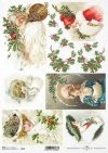 Mikołaj, Broda Mikołaja, pomocnica Mikołaja, Śnieżynka, dekoracje świąteczne, vintage, retro, kobieta, kobiety, klimat świąt Bożego Narodzenia, Boże narodzenie, wesołych świąt, ostrokrzew, odświętne stroje zimowe, moda, kapelusz, R783, Santa Claus, Santa