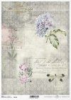 Vintage-Papier decoupage, Blumen, Libellen*Klasické papírové Decoupage, květiny, vážky*Vintage decoupage paper, flowers, dragonflies