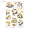 floral wreaths, spring, Easter, spring motifs, Easter motifs, retro, vintage, countryside, chicks, chickens, eggs, Easter eggs, violets, bells, easter baskets