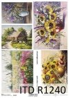 Papier decoupage malarstwo współczesne, słoneczniki, polne kwiaty*Paper decoupage contemporary painting, sunflowers, wildflowers