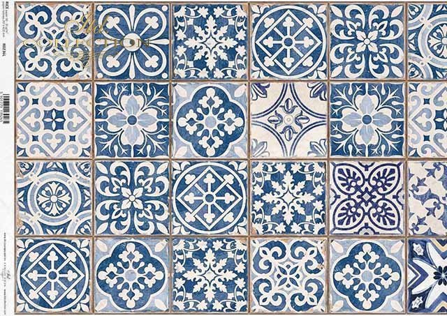 Rice Paper A3 R236l Vintage Blue Tiles