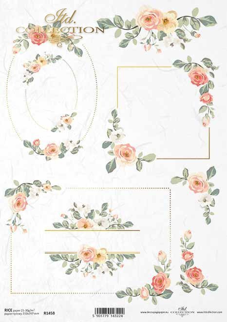 рисовая бумага для декупажа R1458 * акварели, цветы, свадебные мотивы ...