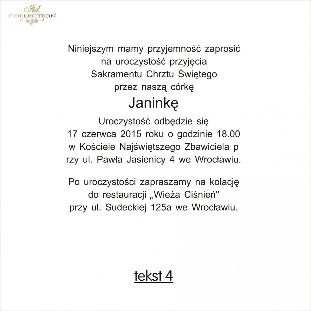 Gotowe Teksty Na Chrzest Zaproszenia Na Chrzest Z Nadrukiem Ze